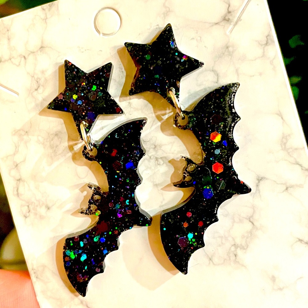 Bat Star Acrylic Earrings